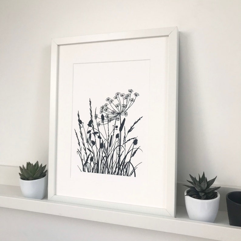 Floral Print Wild Flower Screen Print Original Wall Art Etsy