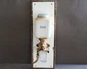 Antique french wall grinder coffee - ceramic white wall-mounted coffee mill - early century