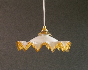 フランスアンティーク ガラスと真鍮のペンダントライト アールデコ ビーズ