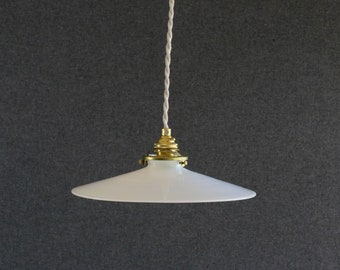 Antique french ceiling light in white glass, french pendant lamp - opaline light - ceramic ceiling lamp