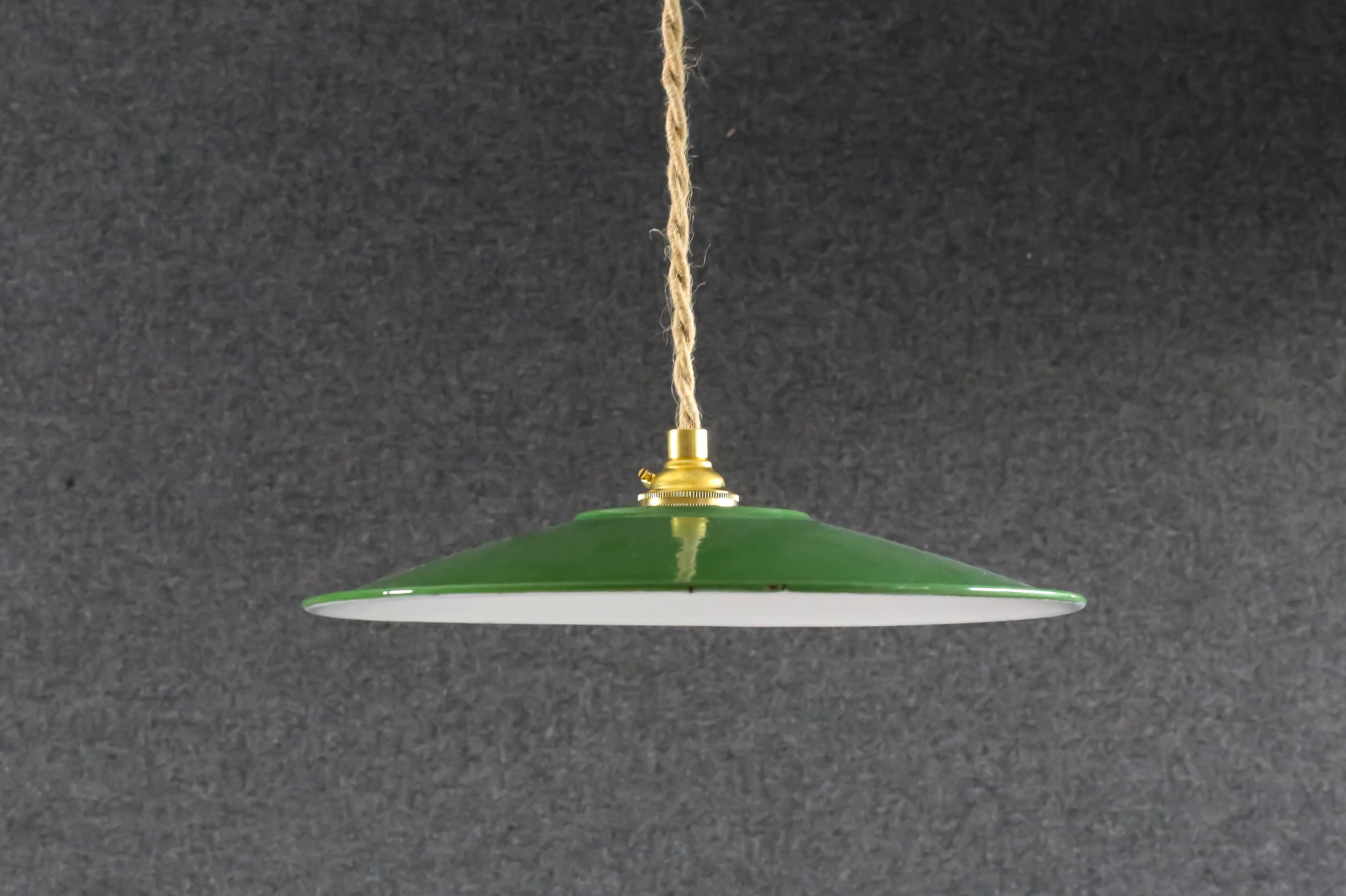 Antique French Ceiling Light in Green Metal, Pendant Lamp - Antique -