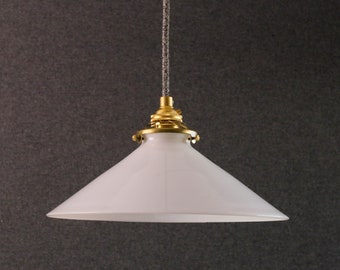 Antique french ceiling light in white glass, french pendant lamp - opaline light - ceramic ceiling lamp