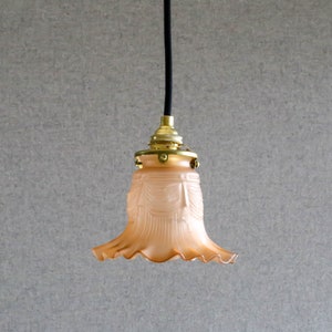 Antique french ceiling light in orange translucid glass, french pendant lamp - old tulip model- art deco design