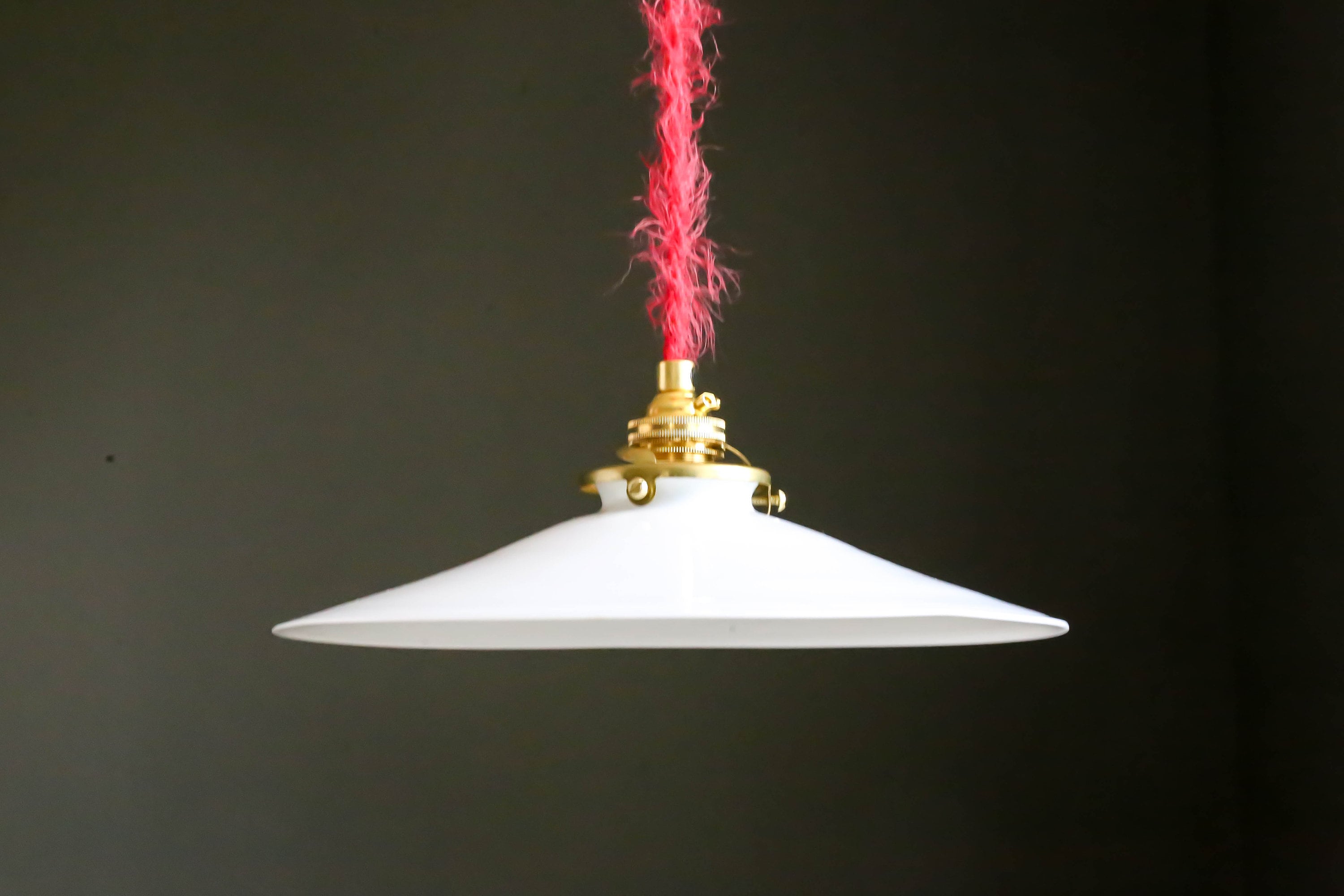 Antique French Ceiling Light in White Glass, Pendant Lamp - Opaline Ceramic Lamp