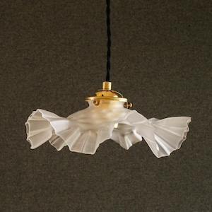 Antique french ceiling light in white translucid glass, french pendant lamp - circa 1930- US bulb system