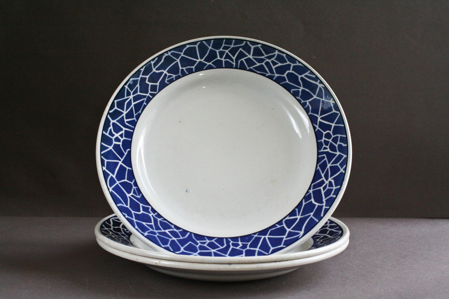 Three Porcelaine French Plates- Blue & White - From L'amandinoise- Typical Decor