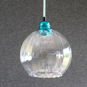 Antique french ceiling light in transparent glass, french pendant lamp - 70&#39;s design