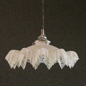 Antique french ceiling light in rose translucid clichy glass, french pendant lamp - circa 1930