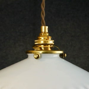 A set of 2 antique french ceiling lights in white folded glass, french pendant lamps opaline lights new brass holder and socket image 8