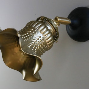 antique french wall mounted sconce light in white painted glass - art deco sconce , wall lamp - new brass holder, rosace  and socket