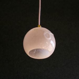 Antique french ceiling light in rose glass, french pendant lamp - circa 1950