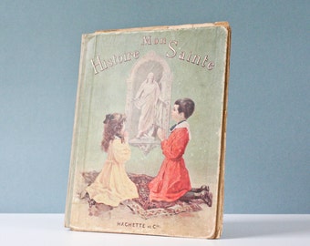 french vintage religious illustrated book 1914 - white and black illustrations