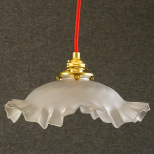 Antique french ceiling light in white translucid glass, french pendant lamp - circa 1930