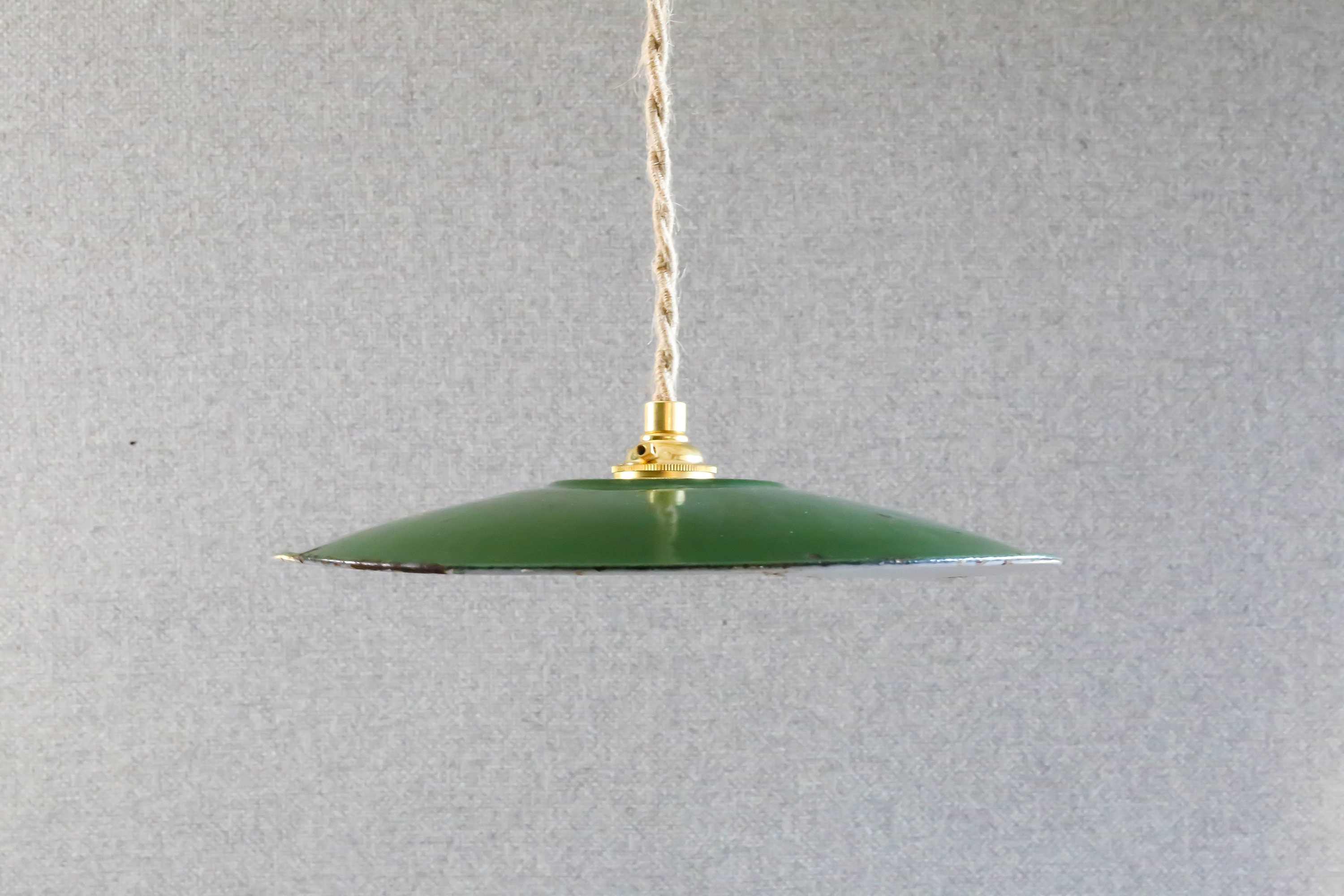 Antique French Ceiling Light in Green Metal, Pendant Lamp - Antique -