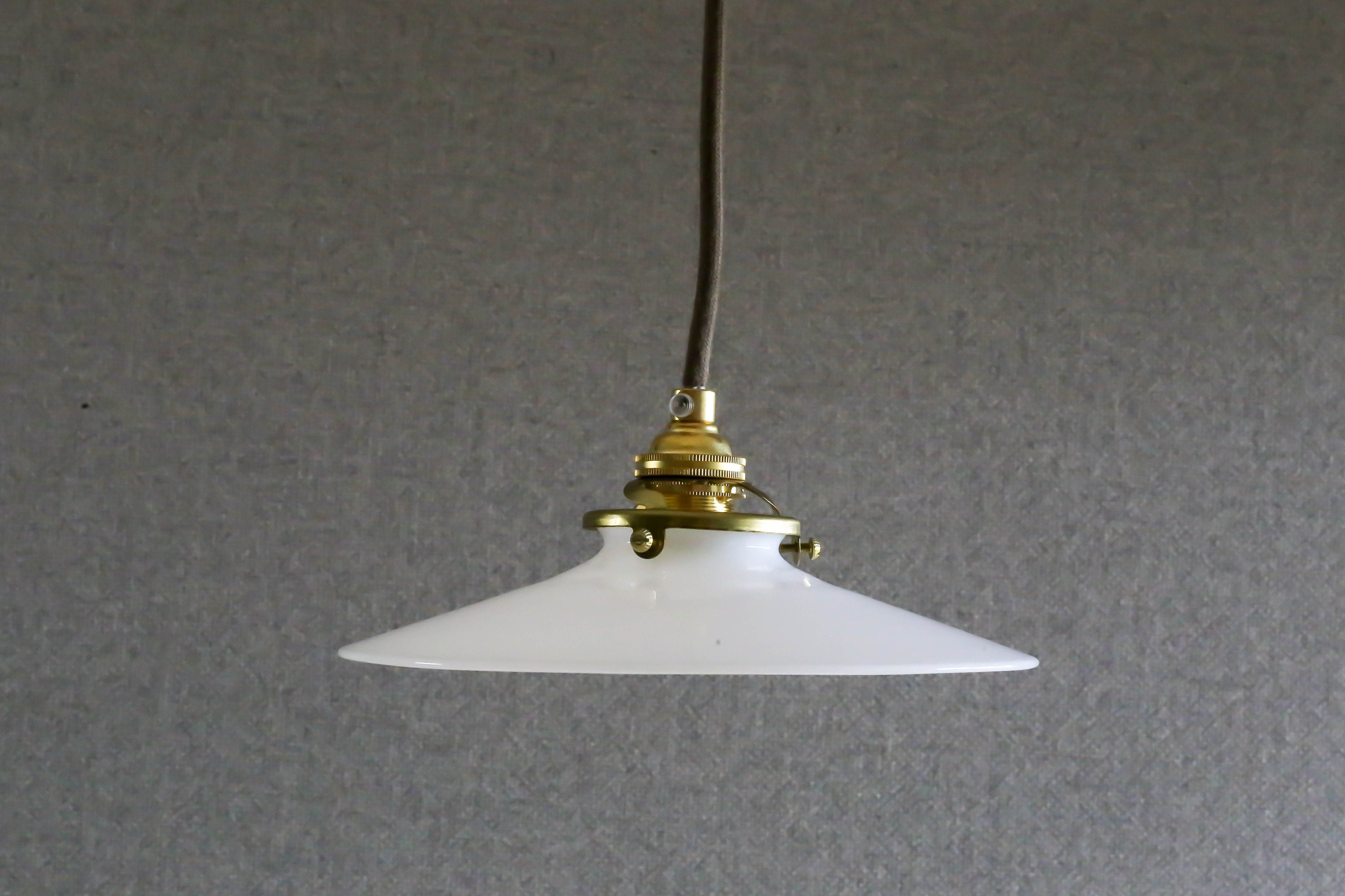 Antique French Ceiling Light in White Glass, Pendant Lamp - Opaline Ceramic Lamp