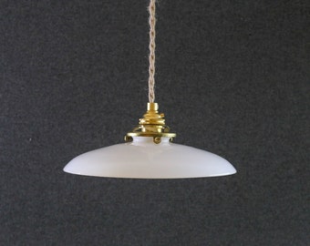 Antique french ceiling light in white glass, french pendant lamp - opaline light - ceramic ceiling lamp