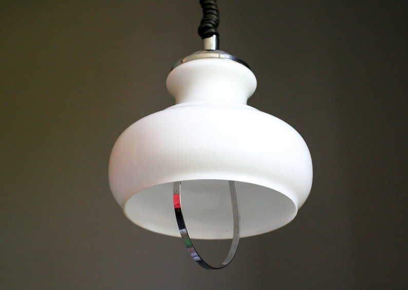 Antique french ceiling light in white opaline glass french pendant lamp height adustable system