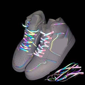 Holographic Shoelace | Glow in the Dark | Reflective Ribbon for Shoes | Rave Wear | Rave Outfit | Rave Accessories