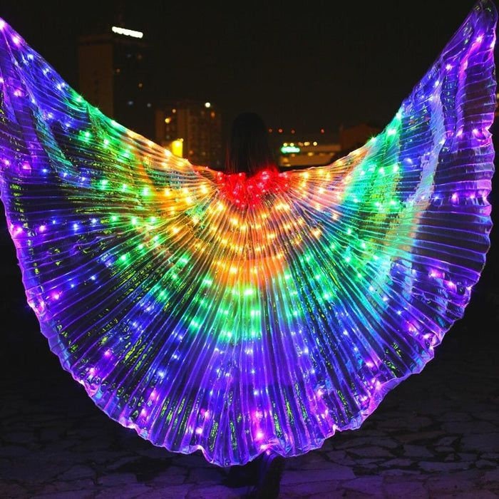 DASNTERED ISIS LED-Flügel, LED-Engelsflügel, für Bauchtanz,  360-Grad-Leistungs-Zubehör, LED-Schmetterlingsflügel, für Karneval, Bühnen,  Halloween, Weiß: : Spielzeug