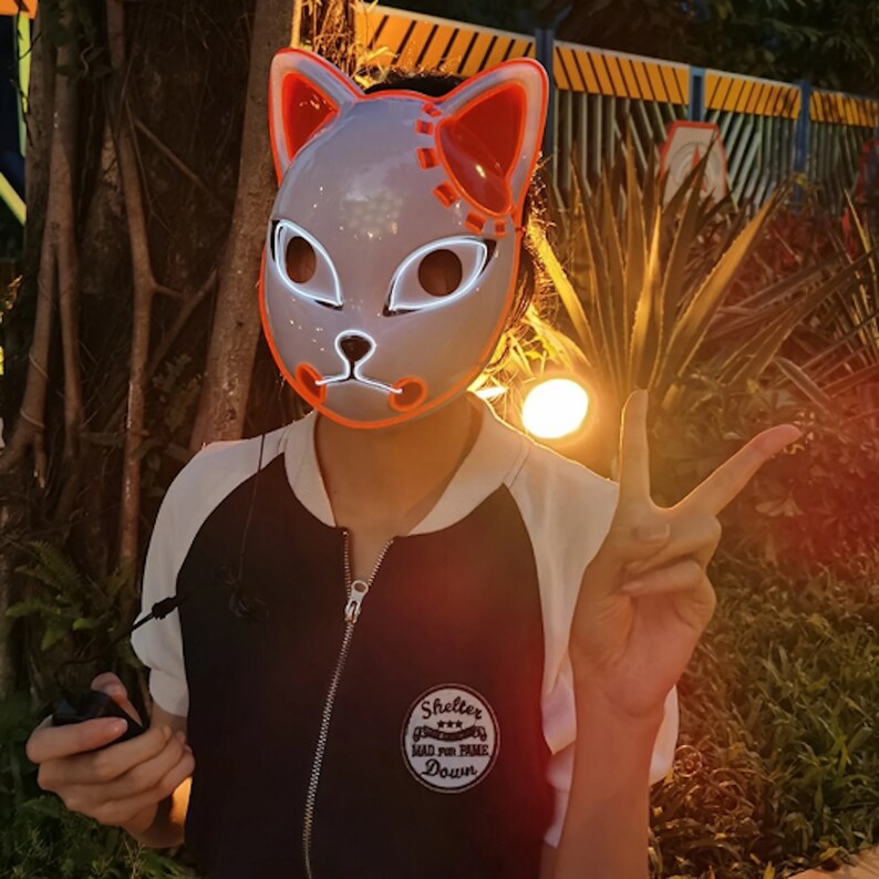 Kitsune Mask Japanese Fox Mask Anime Mask Cosplay Outfit Etsy