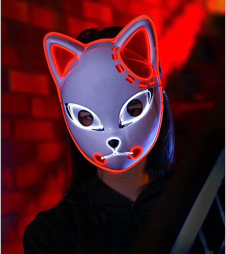 Kitsune Mask Japanese Fox Mask Anime Mask Cosplay Outfit Etsy
