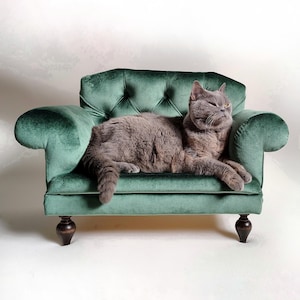 Velvet Dog sofa, Cat bed, Cat sofa, Dog bed, dog couch, Lounge chaise pet, pet couch, Handmade Gift, Gift cat lovers