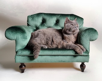 Velvet Dog Sofa, Cat Bed, Lounge Chaise cat, Kitten couch, Gift for dog lovers