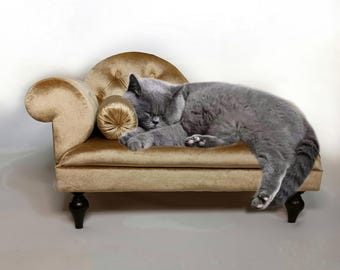 Handgefertigtes Haustier Sofa, Lounge Chaise, Katzen- oder Hundebett