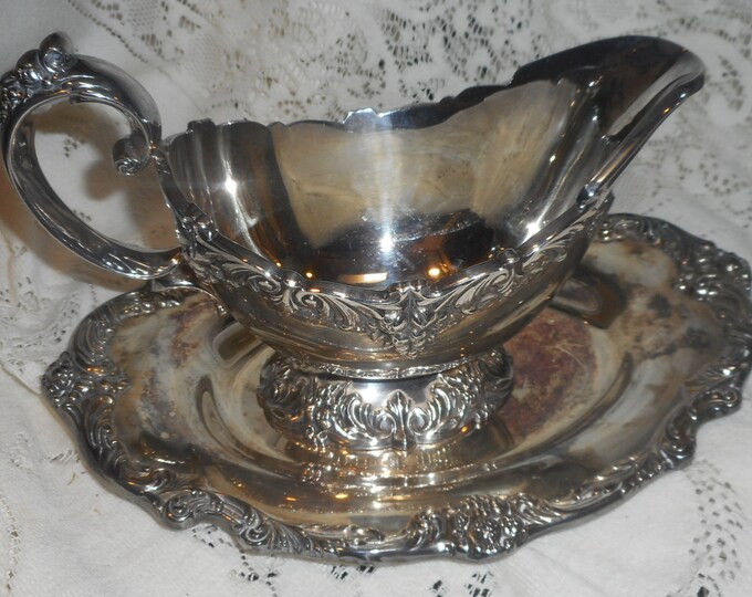 Reed and Barton Silver Plate Gravy Boat, King Frances Silver Service, Entertaining, Elegant