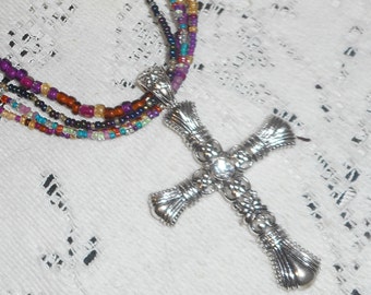 Silver Cross Necklace, Easter Cross, Easter Gift, Mother's Day Gift