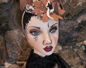 Naughty Woodland Nymph Fascinator,  Naughty Elf Leather and Fabric Hat,  Halloween Costume Headpiece