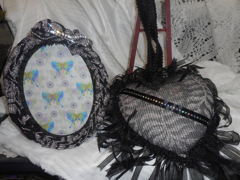 Fabric Black and Silver 5 X 7 Oval Picture Frame Black and Etsy