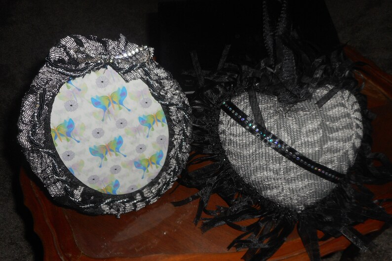 Fabric Black and Silver 5 X 7 Oval Picture Frame Black and Etsy