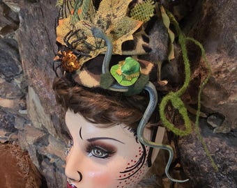 Halloween Fasinator  Hat, Woodland Elf Fascinator,  Halloween Fascinator Headband,  Fantasy Hair Crown, Cosplay