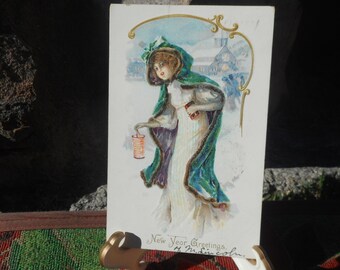 Rare Tuck's Postcard, New Years Original Antique Postcard, Holiday Postcard, Tuck's New Years Best Cards Series