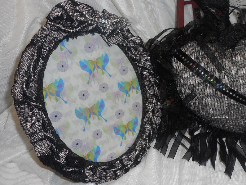 Fabric Black and Silver 5 X 7 Oval Picture Frame Black and Etsy