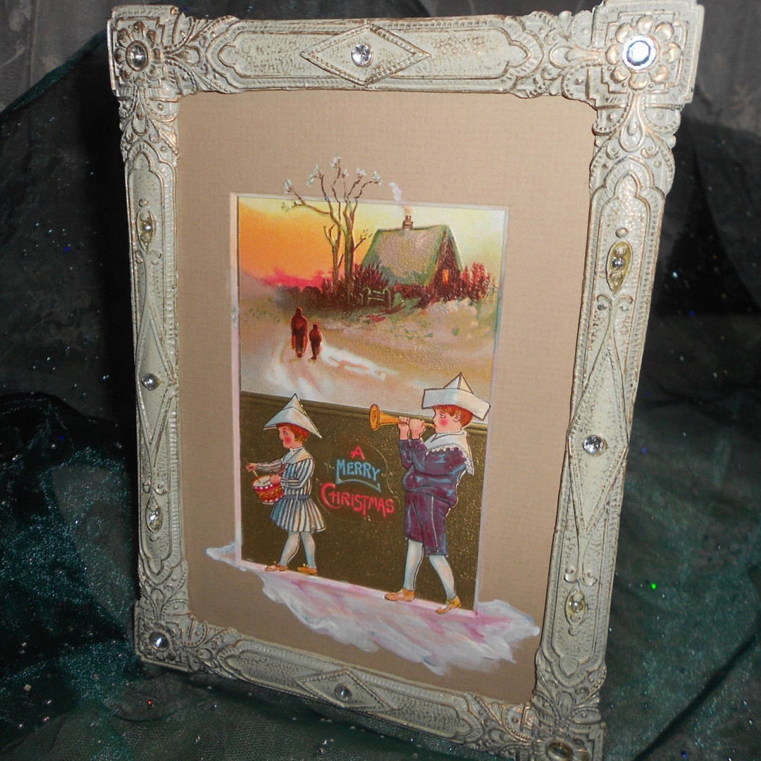 Antique Postcard Art Recreated Framed Original Antique Postcard With