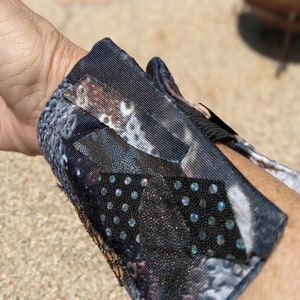 Silver, Black, Bronze Metallic Textile Handmade Cuff Bracelet Pocket Cuff image 9