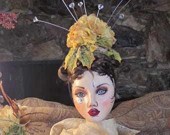 Fairyland Princess Crown - Woodland Fairy  Headband Fascinator - Autumn Roses and Leaves Hairpiece- Costume  Accessory