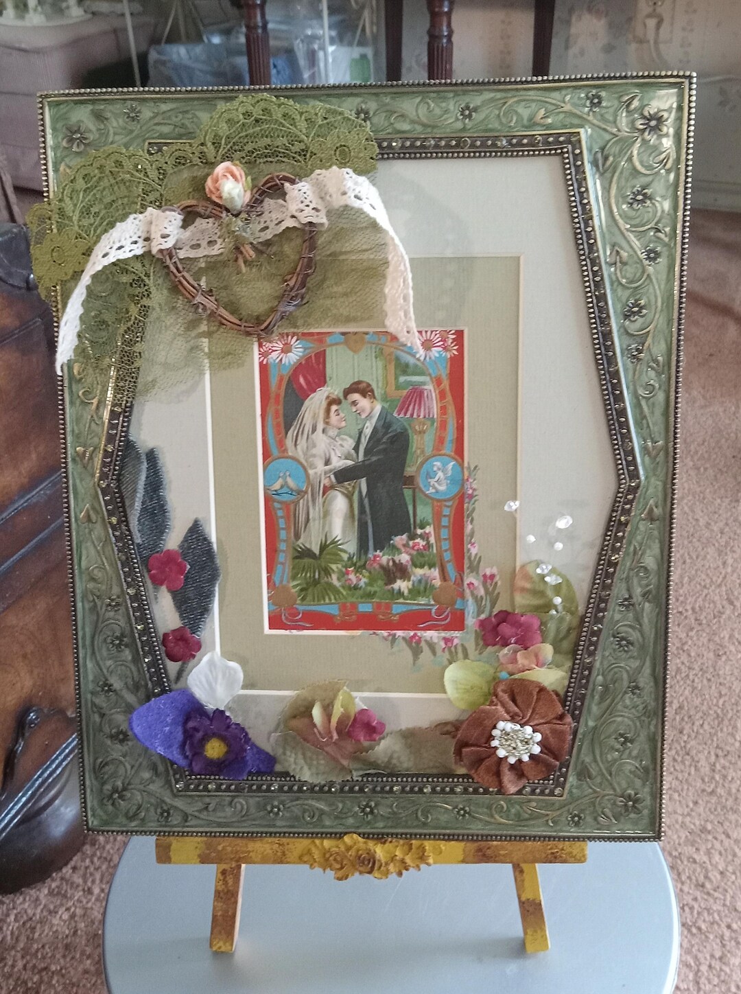 Wedding Couple Mixed Media Art - Original Antique Bride and Groom ...