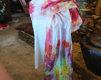 Red Roses Cotton Original Design Scarf - Sheer Cotton Scarf - Original Design - 28 inches wide x 78 inches long Scarf- Mother's Day Gift