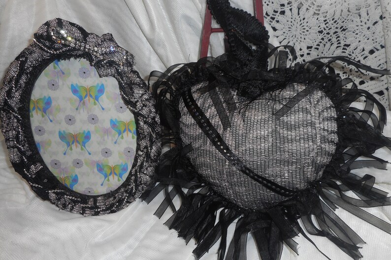 Fabric Black and Silver 5 X 7 Oval Picture Frame Black and Etsy