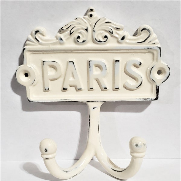 Antique White Cast Iron Paris Hook Towel Hook Wall Hook Jewelry Key Hanger Wall Decor