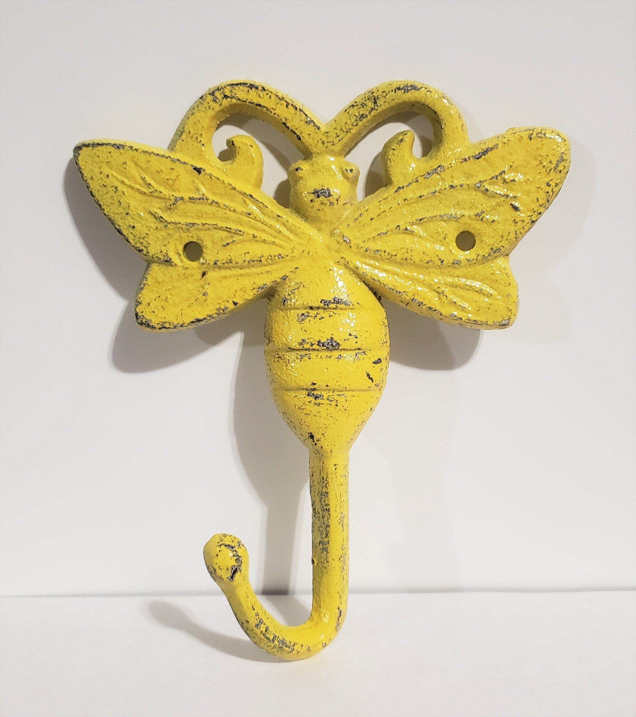Sun Yellow Cast Iron Bee Hook Bug Wall Hook Home Decor Towel Etsy UK