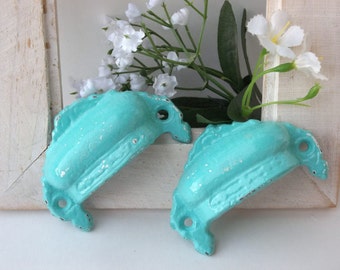 Nautical Blue Cast Iron Drawer Pull Furniture Hardware Nursery Decor Shabby Chic House Decor Home Decor Cabinet Pull