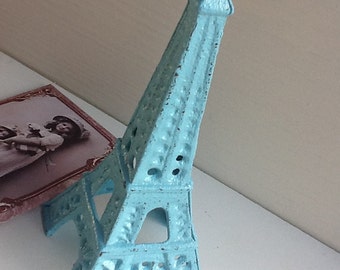 EIffel Tower Decor Cast Iron Aqua Blue Home Decor Paris Inspired House Wares Paper Weight