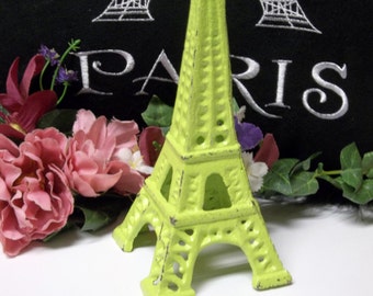 Lemon Lime Cast Iron Eiffel Tower Decor Paris Home Decor Shabby Chic Retro Nursery Decor Paper Weight