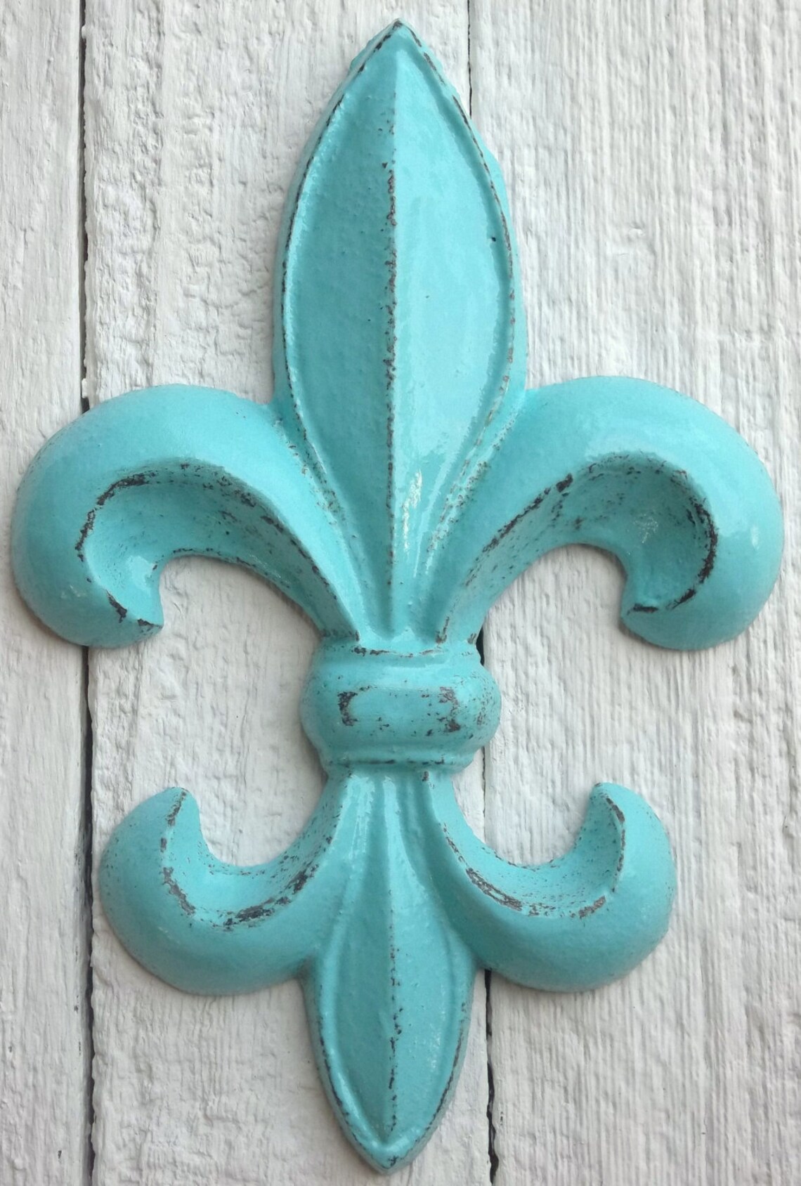 Fleur De Lis Wall Decor Turquoise Cast Iron French Inspired Etsy