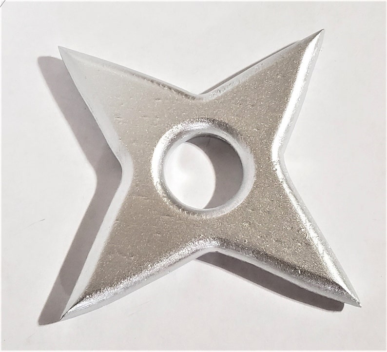 Metallic Silver Wooden Wood Shuriken Ninja Inspired Cosplay Costume Prop Throwing Star Wall Decor