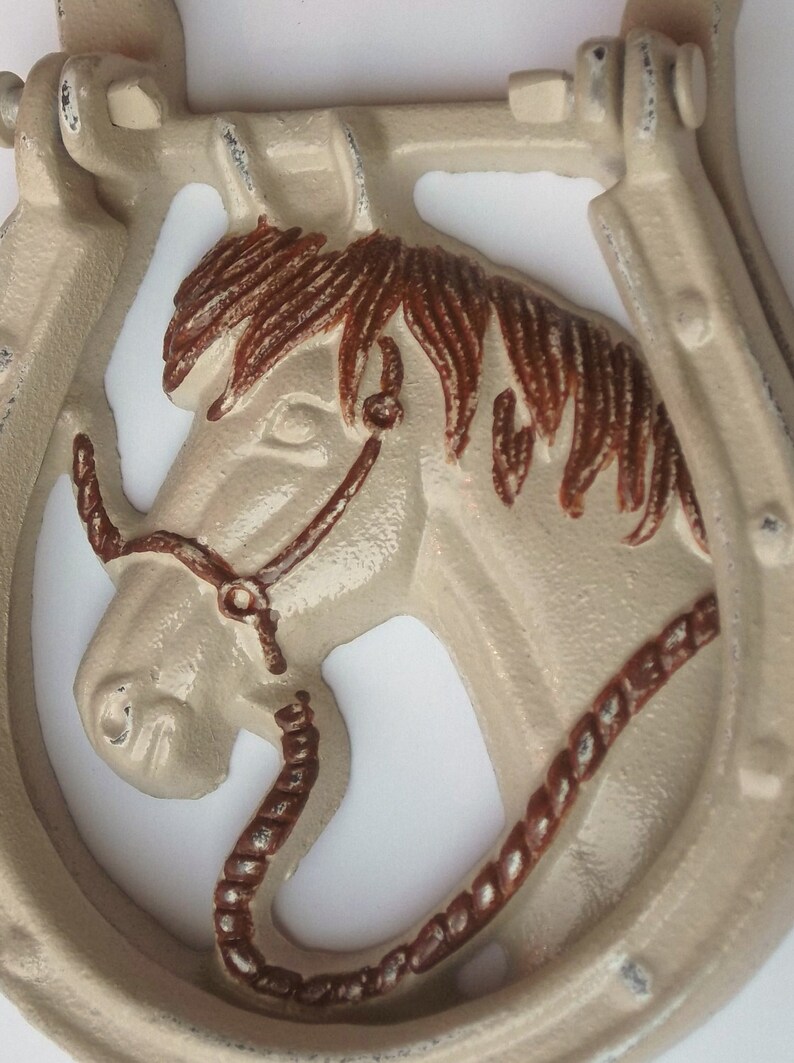 Rustic Western Horse Door Knocker Decor Cast Iron Outside Wall Etsy
